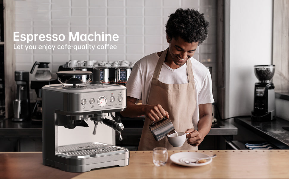 GARVEE Zstar Espresso Machine with Milk Frother and Grinder 15 Bar Automatic Espresso Coffee Machine Coffee Maker
