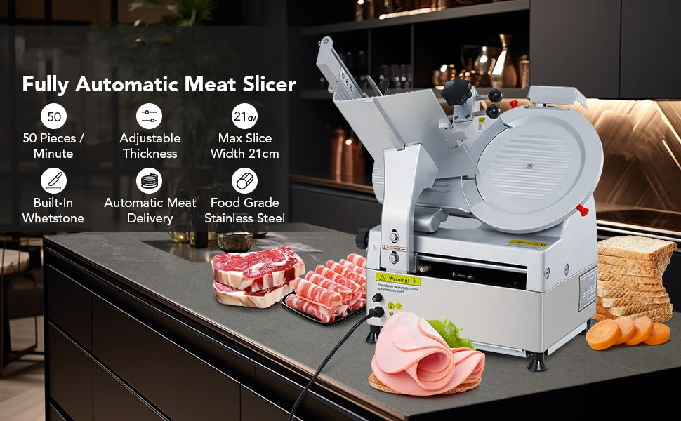 GARVEE Automatic Meat Slicer 550W Deli Slicer with 12 Inch Carbon Steel Blade Meat Slicer Machine