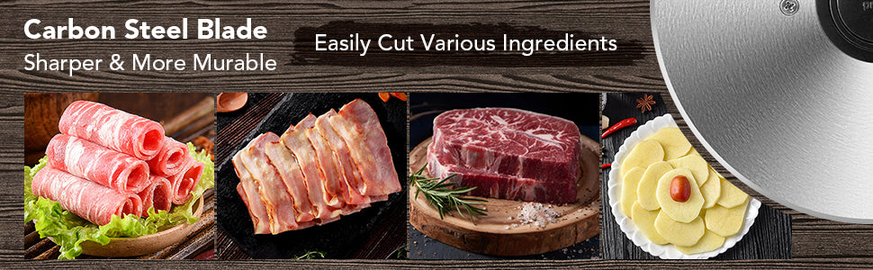 GARVEE Automatic Meat Slicer 550W Deli Slicer with 12 Inch Carbon Steel Blade Meat Slicer Machine