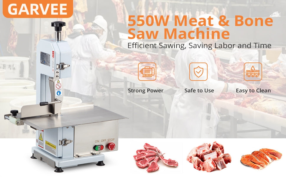 GARVEE Meat Saw for Butchering 550W Bone Saw Machine 0.39～5.7 Inches Cutting Thickness