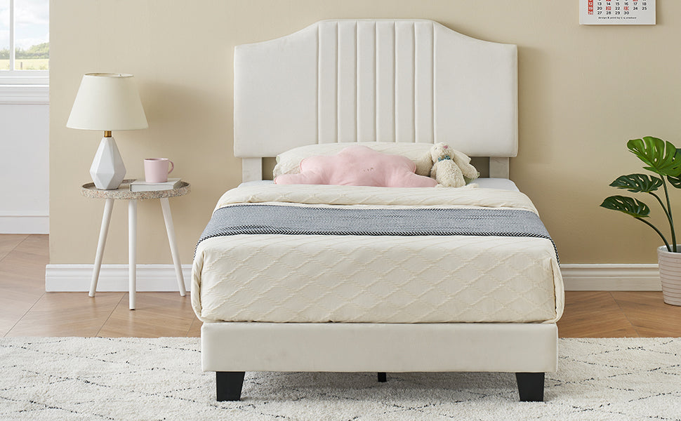 GARVEE White Twin Bed Frame for Girls