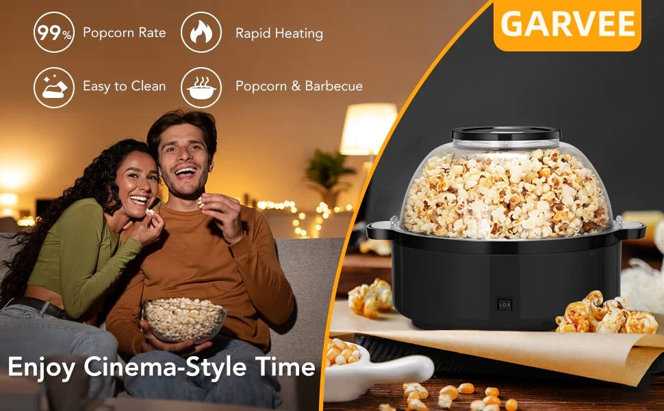 GARVEE Electric Hot-oil Popcorn Popper Maker Multifunctional Machine 16-Cup for Home Party