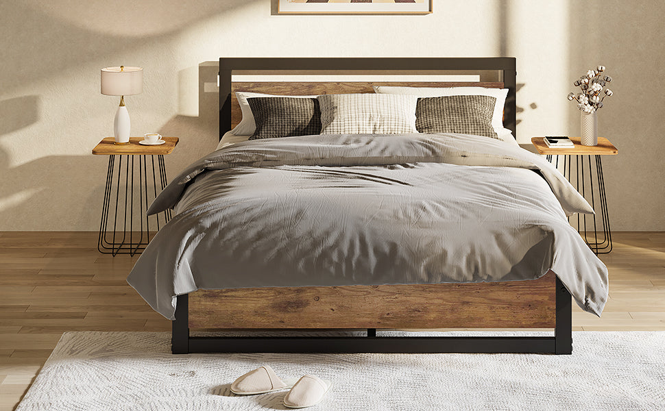 wooden bed frame with headboard
