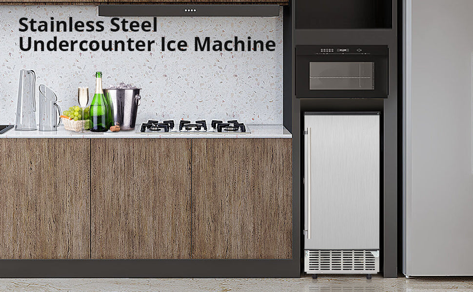 GARVEE GARVEE Commercial Ice Maker Machine Under Counter 150LBS/24H with 33LBS Ice Bin Stainless Steel Ice Machine