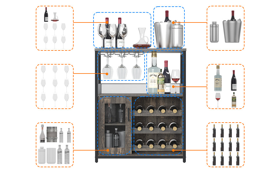 gabinete de bar de vinos con almacenamiento