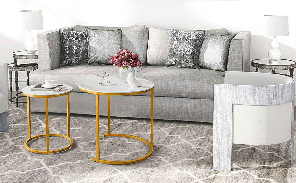 Sturdy faux marble top & metal frame