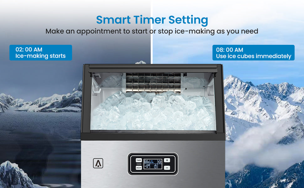 WHIZMAX WHIZMAX Commercial Ice Maker Machine Under Counter 100LBS/24H with 33LBS Ice Bin Stainless Steel Ice Machine