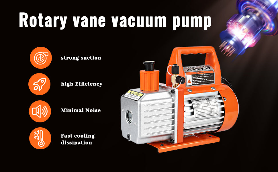 GARVEE 4.5CFM 1/3HP Single-Stage Rotary Vane Vacuum Pump