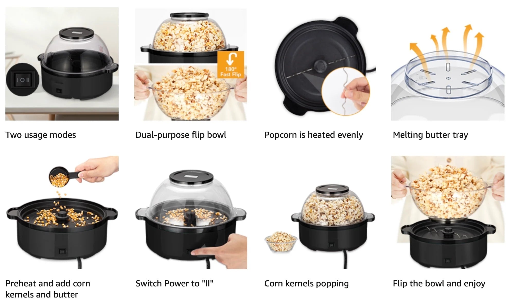 GARVEE Electric Hot-oil Popcorn Popper Maker Multifunctional Machine 16-Cup for Home Party