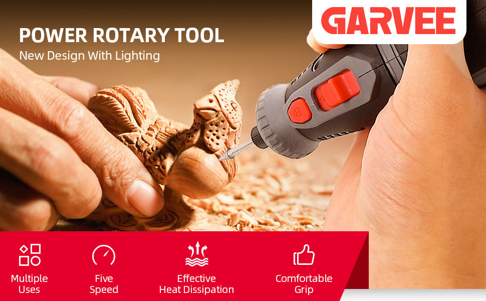 GARVEE PIONEERWORKS 8V Mini Cordless Rotary Tool 2.0 Ah Li-ion Battery Drive 5-Speed Power Rotary Kit 160 Accessories