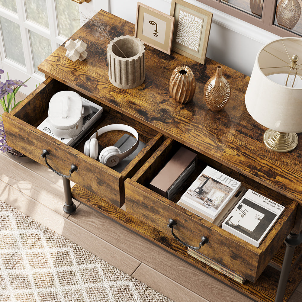 Console Table with Drawers, Sofa Tables Narrow Entryway Table with Storage
