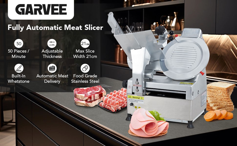 GARVEE 550W Automatic Meat Slicer Deli Slicer with 12 Inch Carbon Steel Blade Meat Slicer Machine