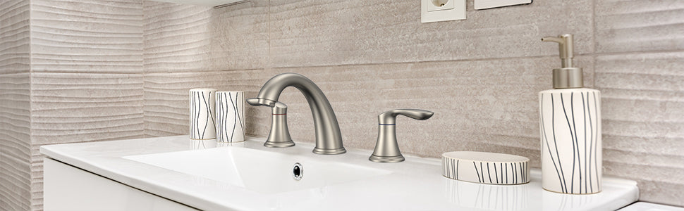8 Inch Bathroom Faucets for Sink 3 Hole Widespread Grey Bathroom Faucet