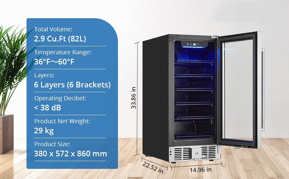 GARVEE Beverage Refrigerator 115 Cans Capacity Small Beverage Cooler with Temperature Control