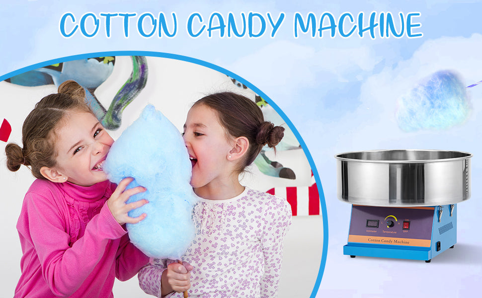 GARVEE Electric Commercial Cotton Candy Machine 1030W Candy Floss Maker with Stainless Steel Bowl
