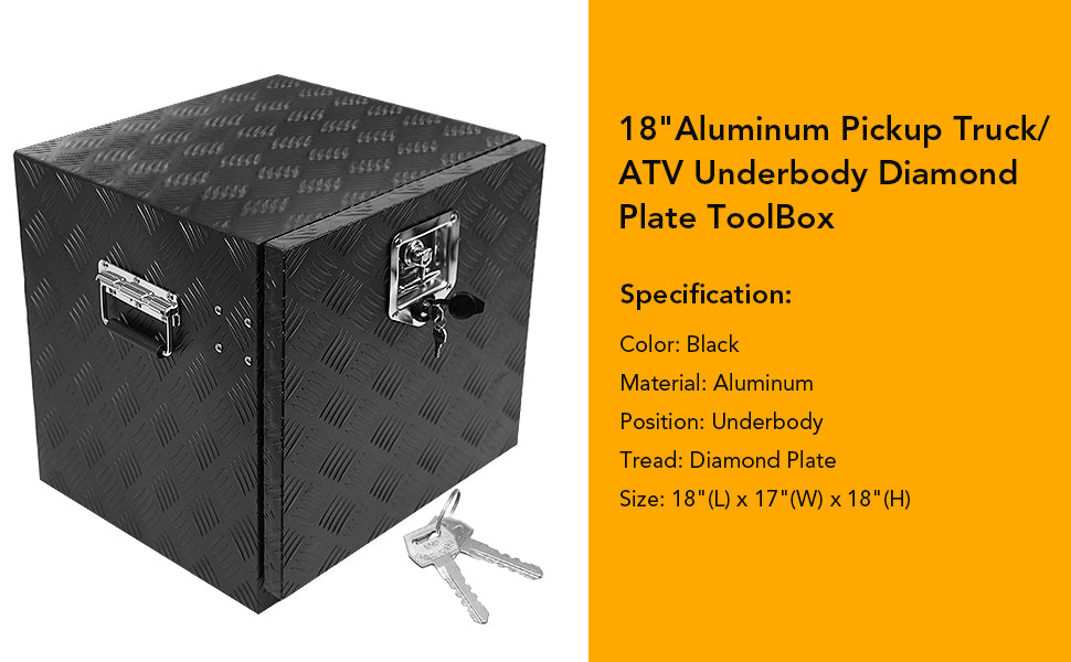 GARVEE 18 Inch Heavy Duty Aluminum Diamond Plate Tool Box Chest Box Pick Up Truck Trailer Toolbox