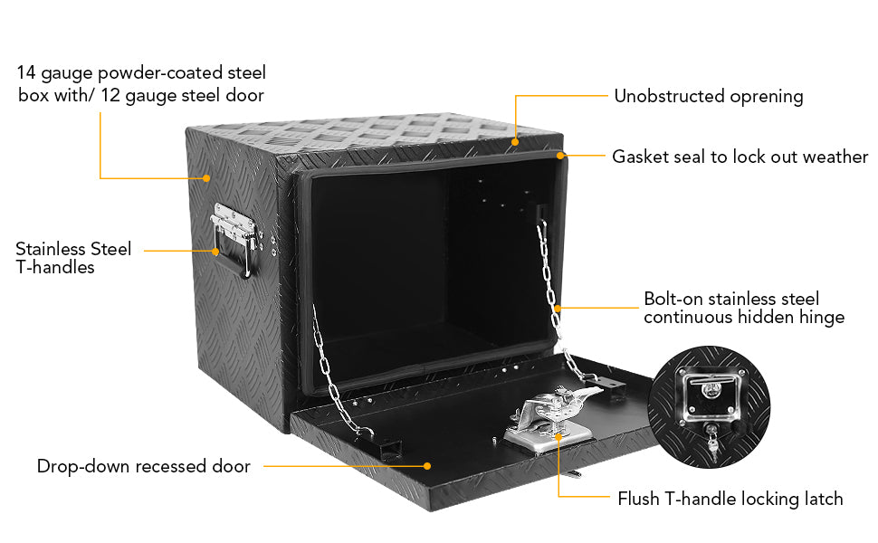 GARVEE 18 Inch Heavy Duty Aluminum Diamond Plate Tool Box Chest Box Pick Up Truck Trailer Toolbox