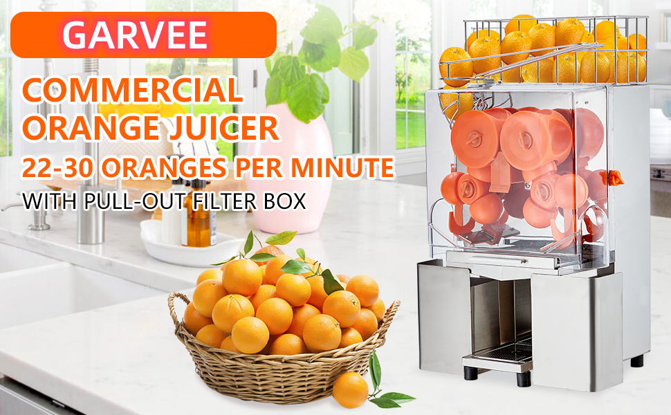 GARVEE  Commercial Juicer Machine 110V 120W Orange Squeezer Electric Orange Juice Machine Silver