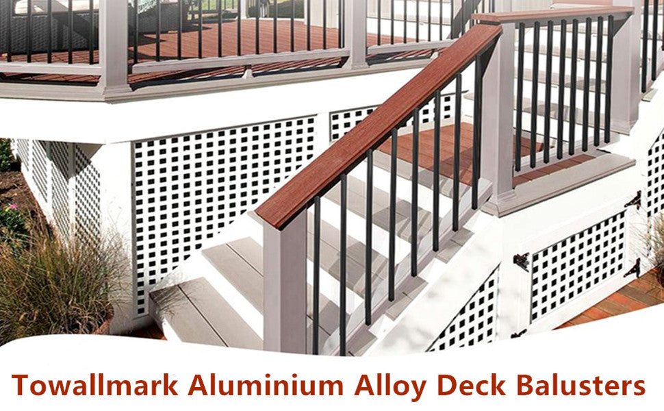 GARVEE Aluminum Deck Balusters 32.25 x 1 Inch Flat Straight Grooved Porch Railing Matte Black