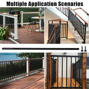 GARVEE Aluminum Deck Balusters 32.25 x 1 Inch Flat Straight Grooved Porch Railing Matte Black