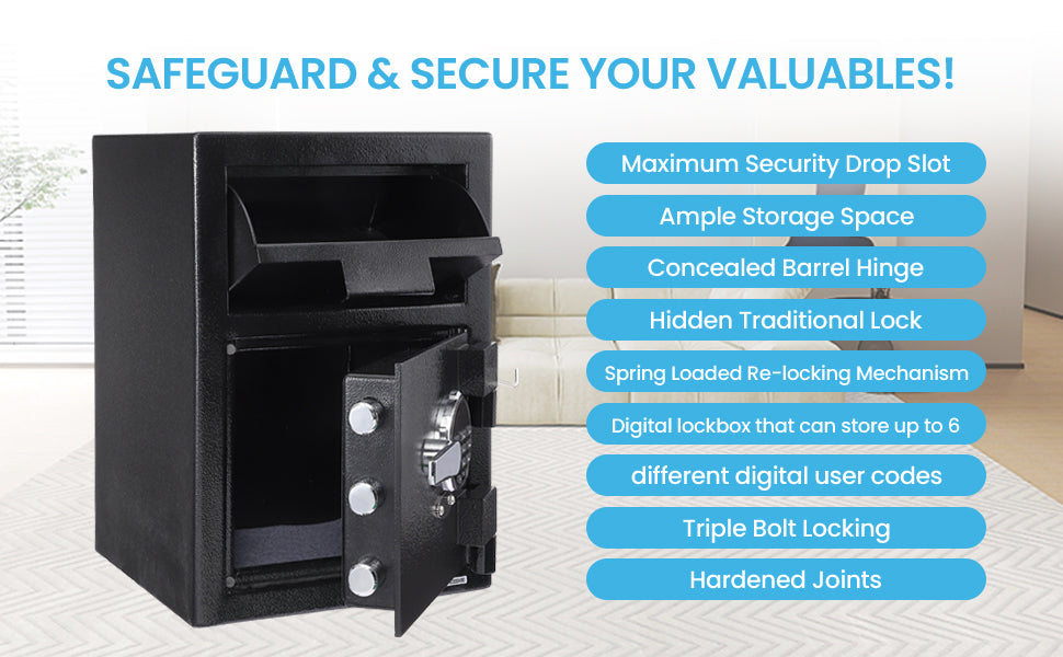 GARVEE Depository Safe DS 50 Digital Depository Safe Box Electronic Steel Safe Keypad