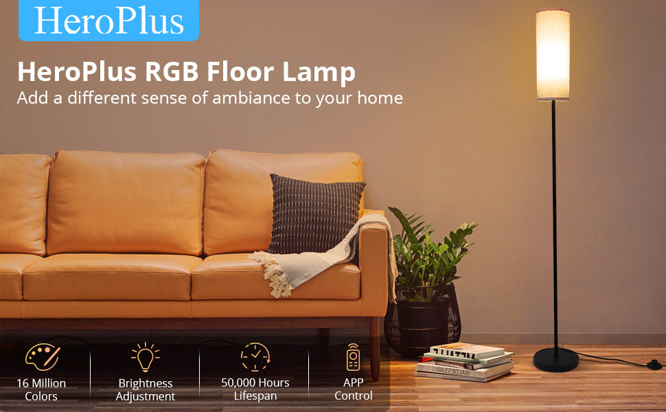 GARVEE Floor Lamp for Living Room RGB Corner Industrial Floor Lamp Reading Office with Remote & WiFi APP Control