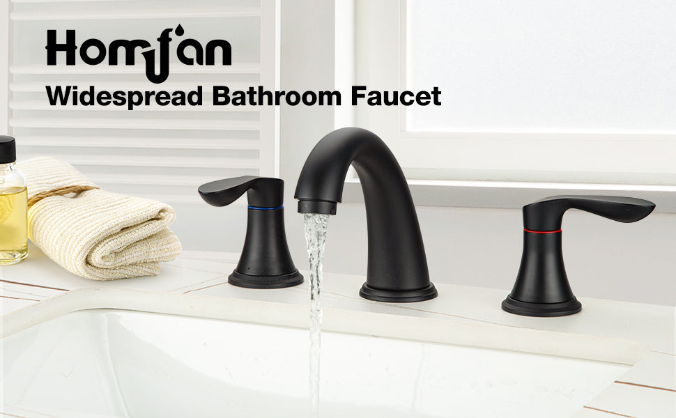 GARVEE Bathroom Faucet 8 Inch Bathroom Faucets for Sink 3 Hole Widespread Matte Black Bathroom Faucet