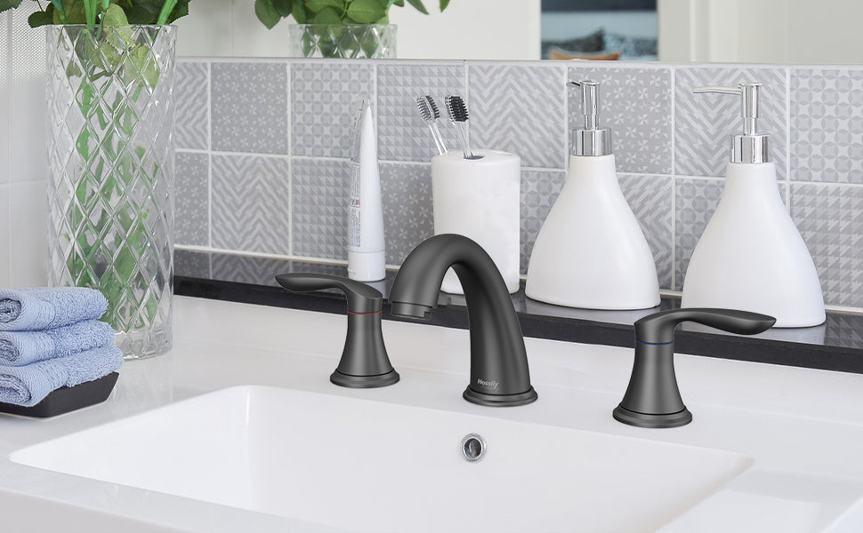 GARVEE Bathroom Sink Faucet Faucet for Bathroom Sink Widespread Matte Black Bathroom Faucet