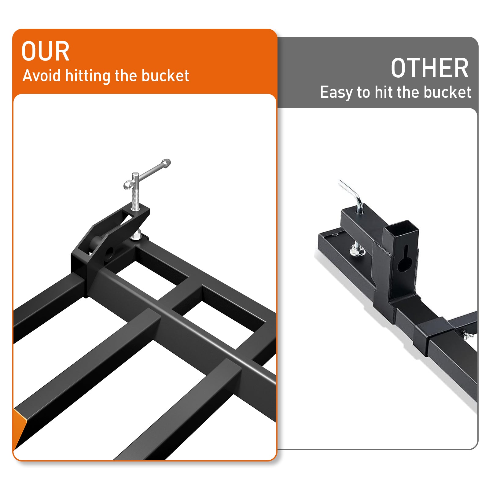 58 Inch Clamp-on Pallet Forks, 4000Lbs for Skid Steer & Loader