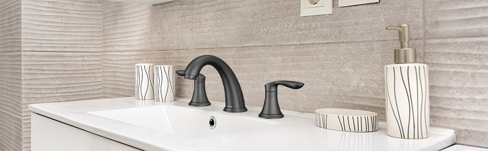 GARVEE Bathroom Sink Faucet Faucet for Bathroom Sink Widespread Matte Black Bathroom Faucet