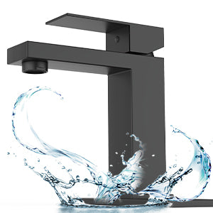 GARVEE Matte Black Bathroom Sink Faucet for 1 or 3 Hole Pop Up Drain Stopper & Water Supply Hoses No-Lead