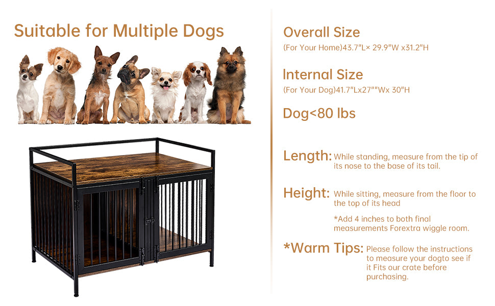 GARVEE Double Dog Crate with Divider for 2 Small Dogs Heavy Duty Dog House Kennel Pet Crate ZH-02
