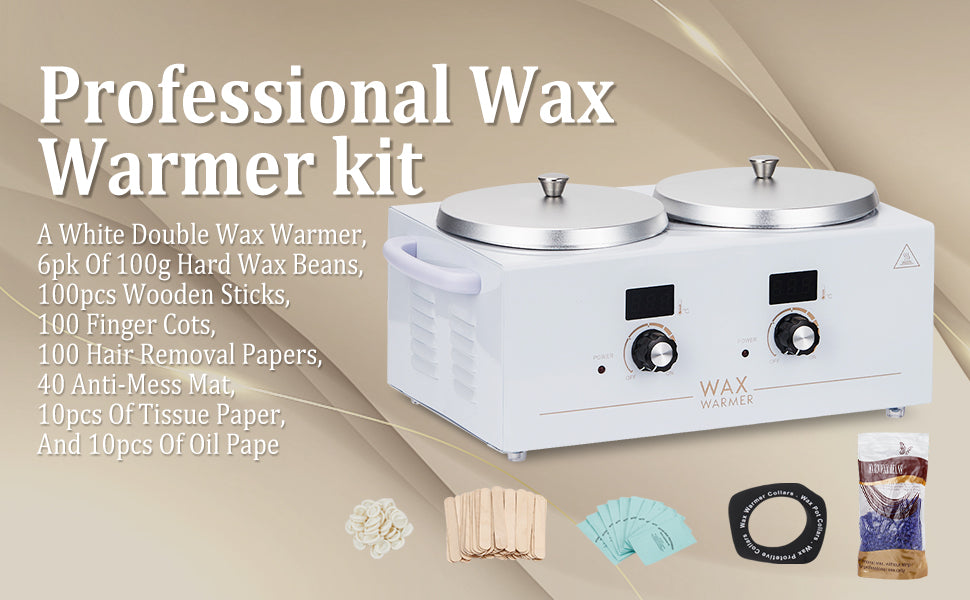 GARVEE Digital Double Wax Pot Warmer Professional At Home Waxing Kit For All Hair Types White