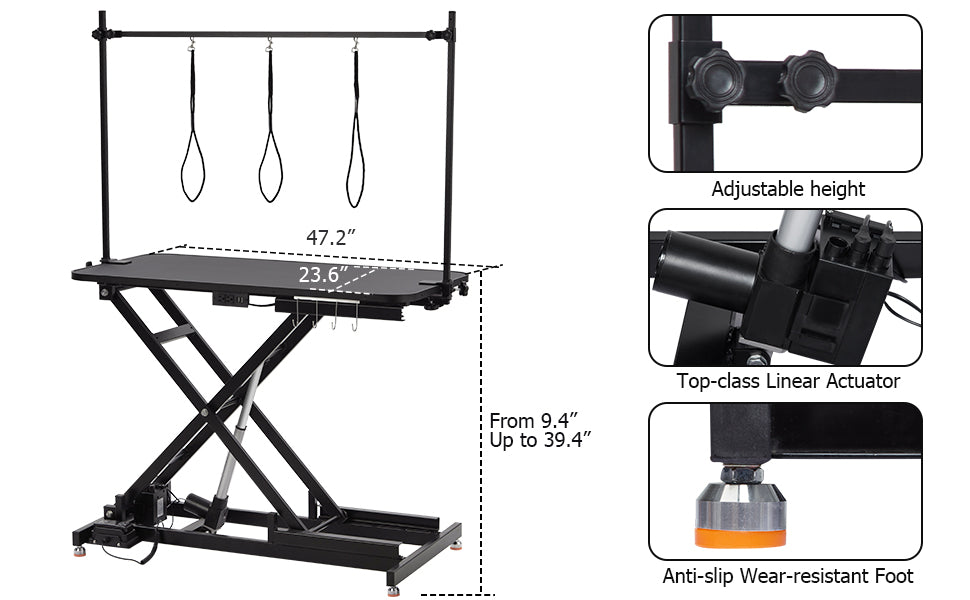 GARVEE Electric Lift Dog Grooming Table Heavy Duty Electric Grooming Arm Table For Pets Large Dogs Adjustable Height