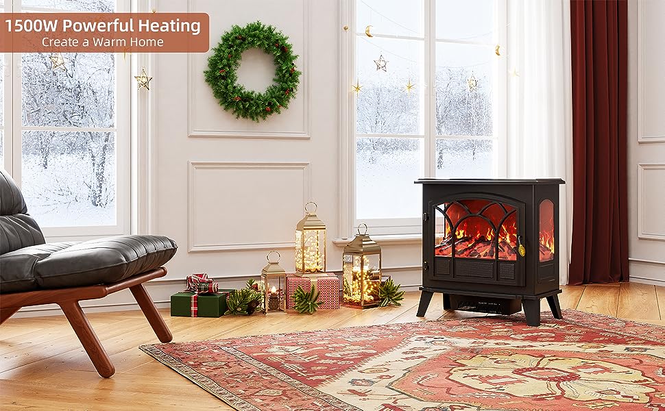 GARVEE 26.4 Inch Electric Fireplace Heater 750/1500W Freestanding Fireplace Space Heater