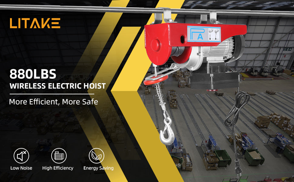GARVEE Electric Hoist 880 Lbs 110V Automatic Lift Electric Cable Hoist with Wireless Remote Control Power System