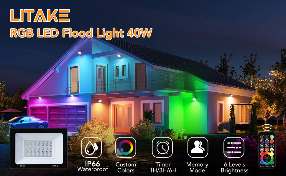 GARVEE Litake 400W LED Flood Light Outdoor 2 Pack