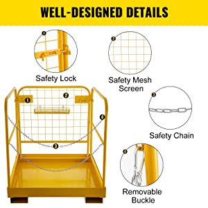 GARVEE Forklift Safety Cage 36x36 Inch Heavy Duty Collapsible Forklift Work Platform 1200LBS Capacity With 4 Universal Wheels