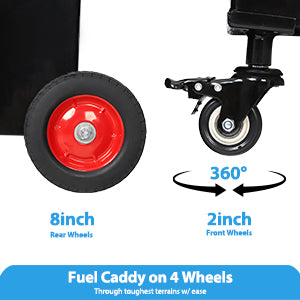 Fuel Caddy Portable Stainless Steel Gas Storage Tank On 4 Wheels with Manual Transfer Pump