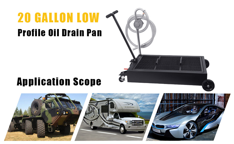 ARVEE 20 Gallon Oil Drain Pan Oil Drain Tank Foldable 76L Low Profile Oil Drain Pan Large Capacity Oil Change Pan