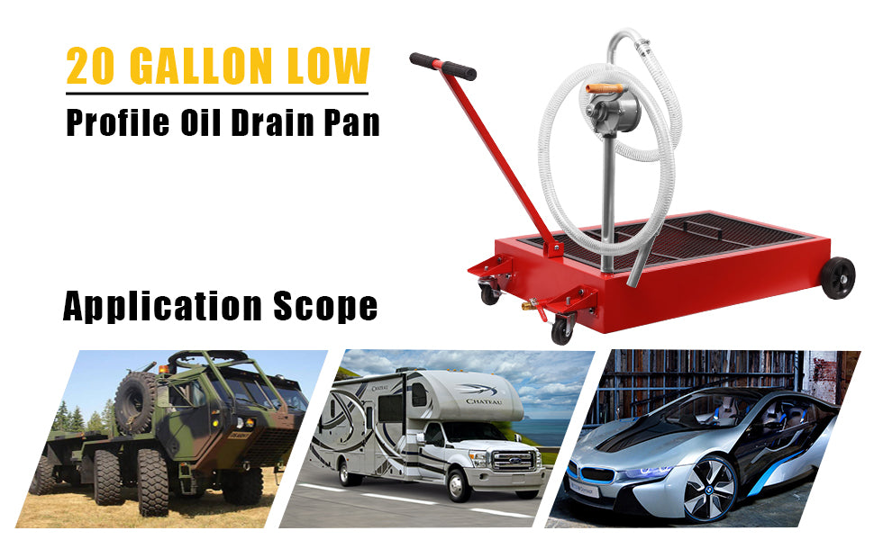 GARVEE 20 Gallon Oil Drain Pan Oil Drain Tank Foldable 76L Low Profile Oil Drain Pan Large Capacity Oil Change Pan