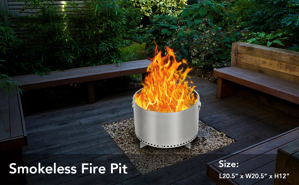 GARVEE 20.5 Inch Smokeless Fire Pit With Air Switch And Handle