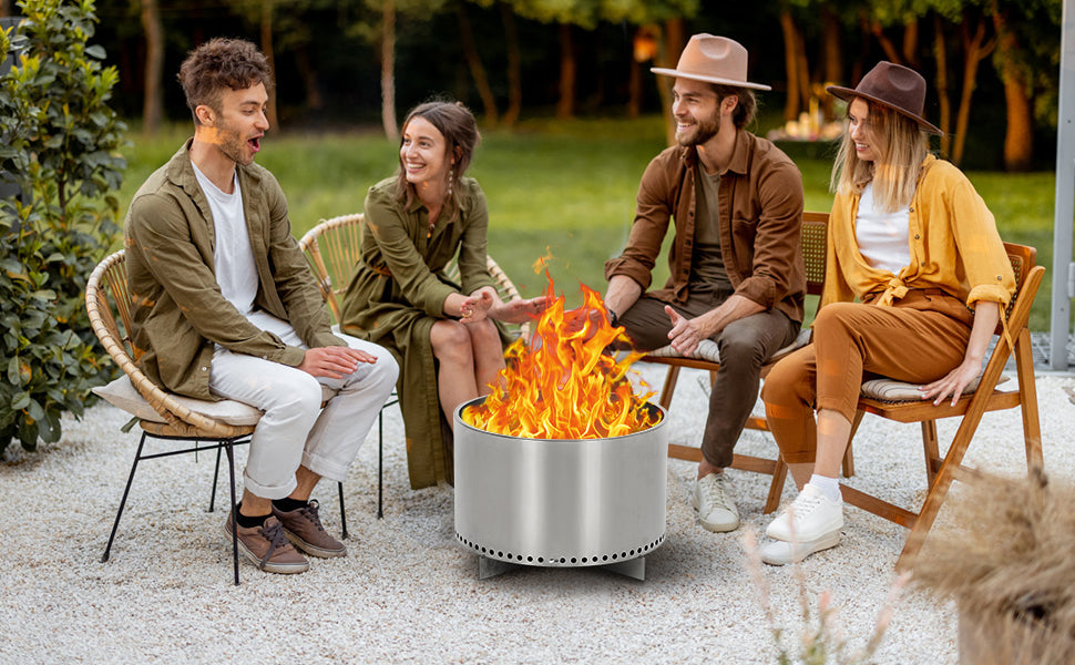 GARVEE 20.5 Inch Smokeless Fire Pit for Outdoor Wood Burning Without Handle