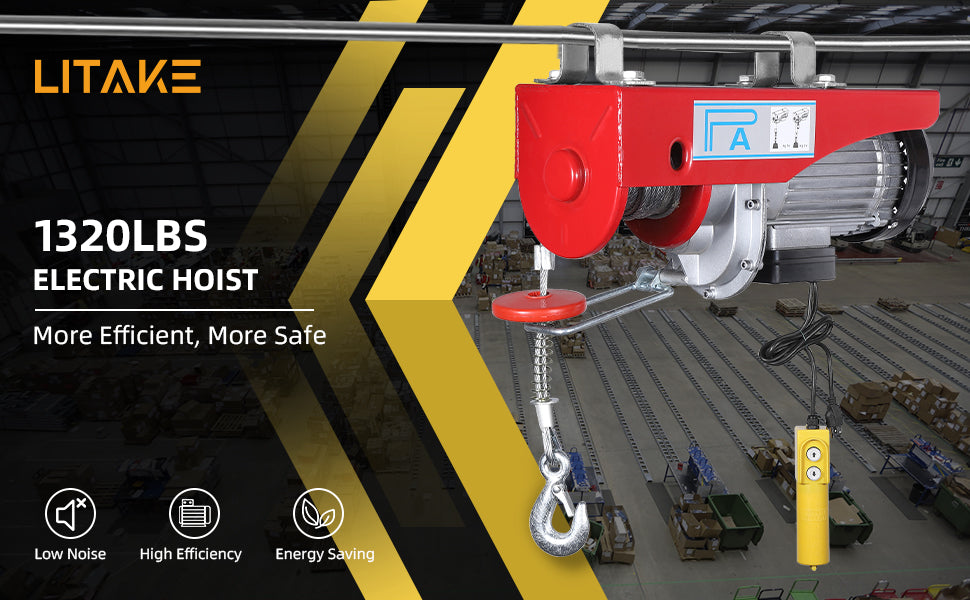 GARVEE Electric Hoist 1320LBS Lift Electric Winch With Remote Control Power System 39ft Lifting Height