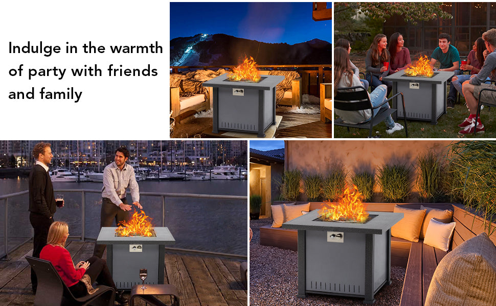 GARVEE 32 Inch Propane Fire Pit Table 50000BTU Rectangle Fire Table