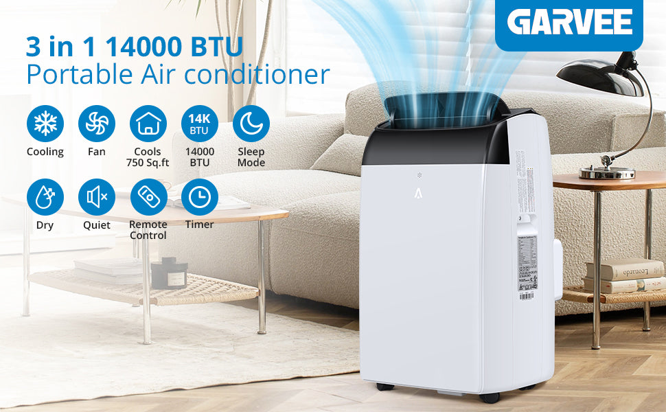GARVEE Portable Air Conditioner 14000 BTU Air Conditioners 3 IN 1 Quiet AC Unit