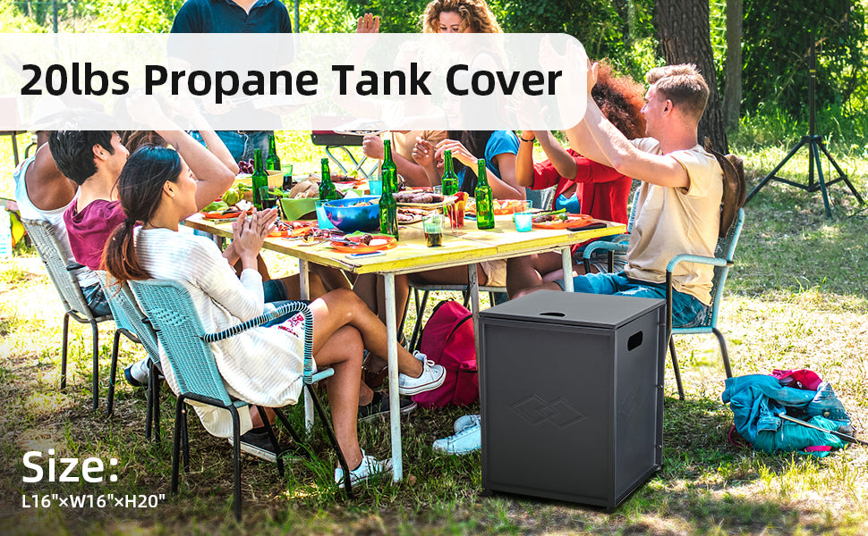 GARVEE Propane Metal Tank Cover Table for Gas Fire Pits Gas Tank Holder Storage Side Table for 20 Pound Propane Tank