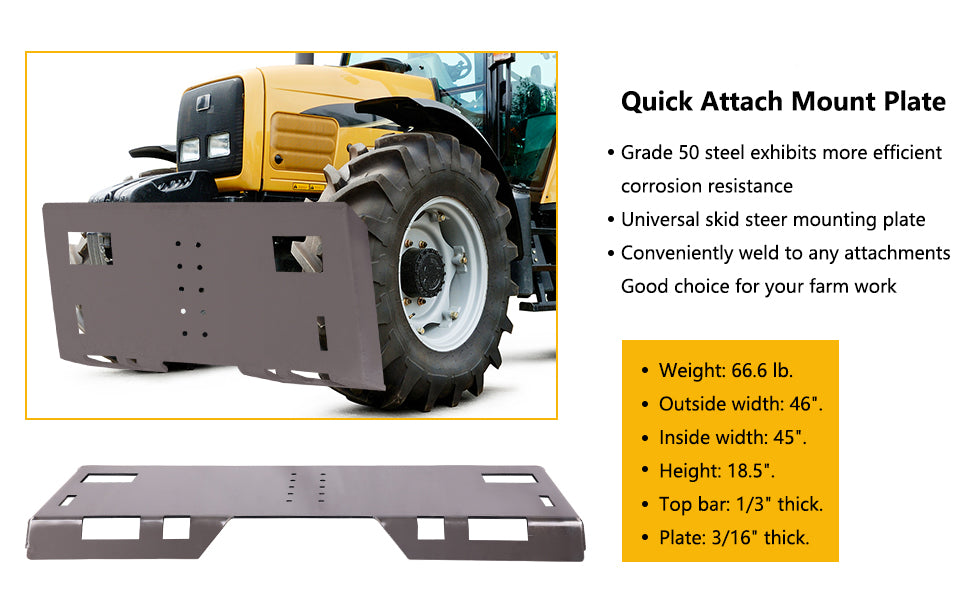 GARVEE Universal Skid Steer Mount Plate 1/4