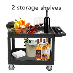 GARVEE Service Cart 2 Shelf Storage Handle 500 lbs Capacity for Warehouse Garage Cleaning Manufacturing