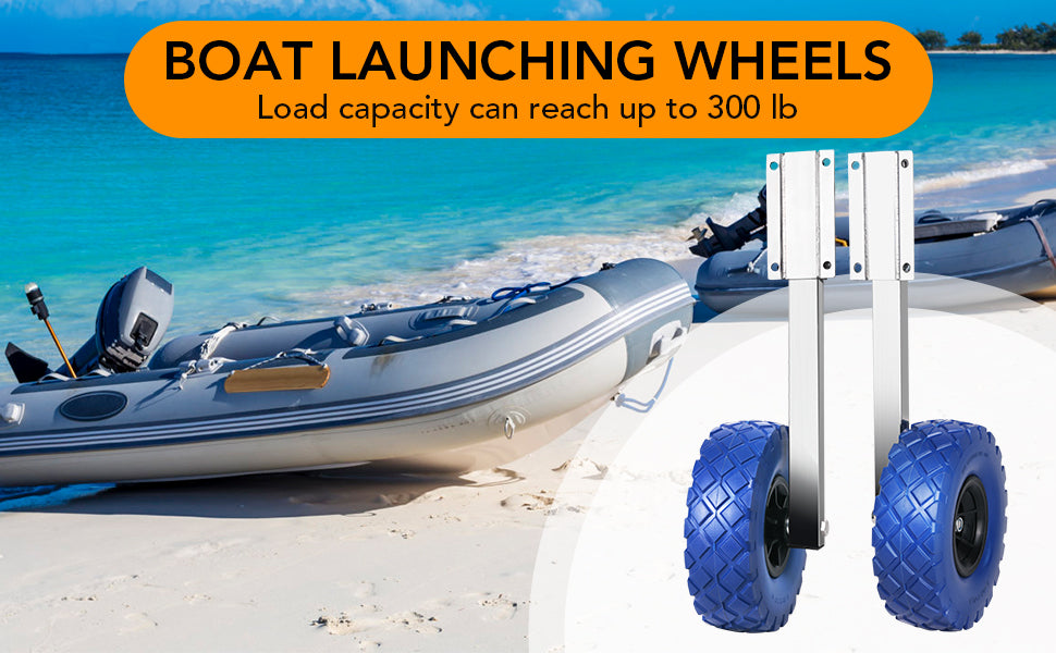 GARVEE Launching Wheels 300LBS Boat Stainless Steel Transom Launching Wheel Dolly With 10 Inch Wheel Set